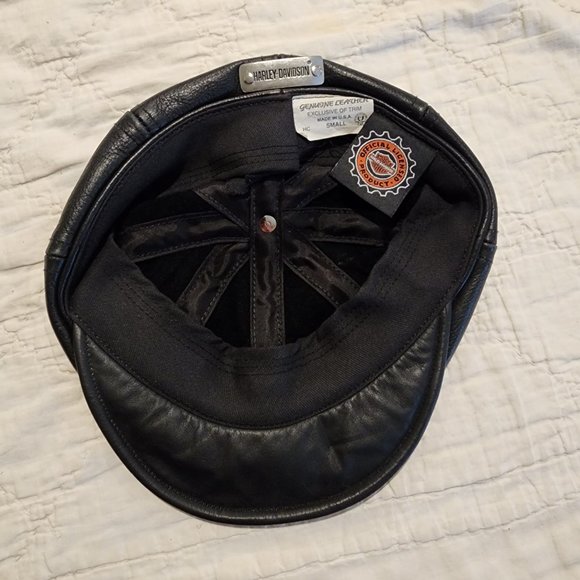 Vintage Harley Davidson Leather Cap | 1960s Large – Mad Van  Authentic Harley-Davidson Black Leather Captains Hat